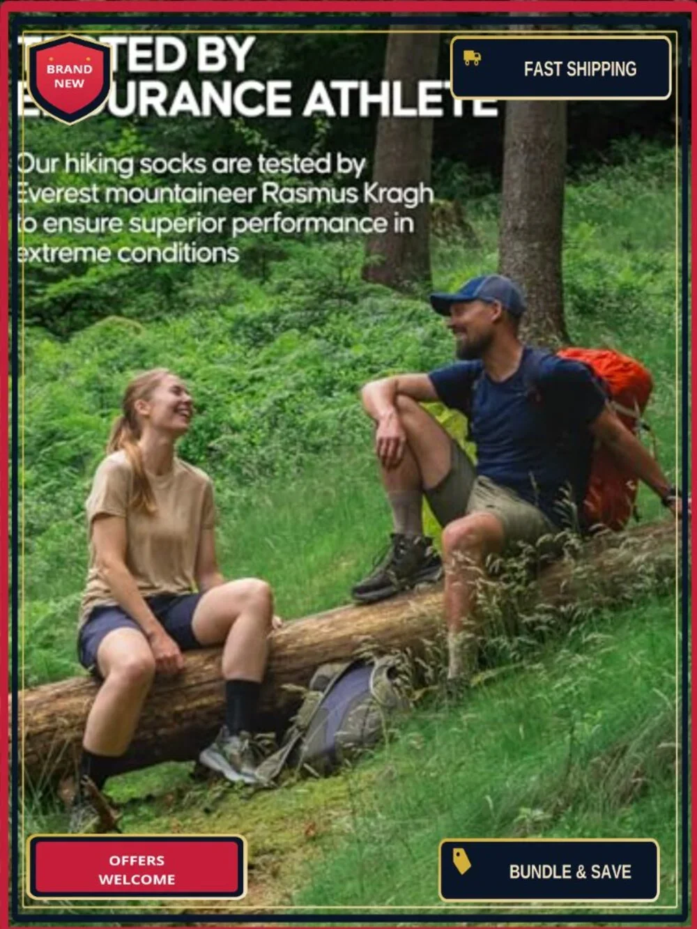 Merino Wool Hiking Socks Anti-Blister Cushioned Unisex 3-Pack